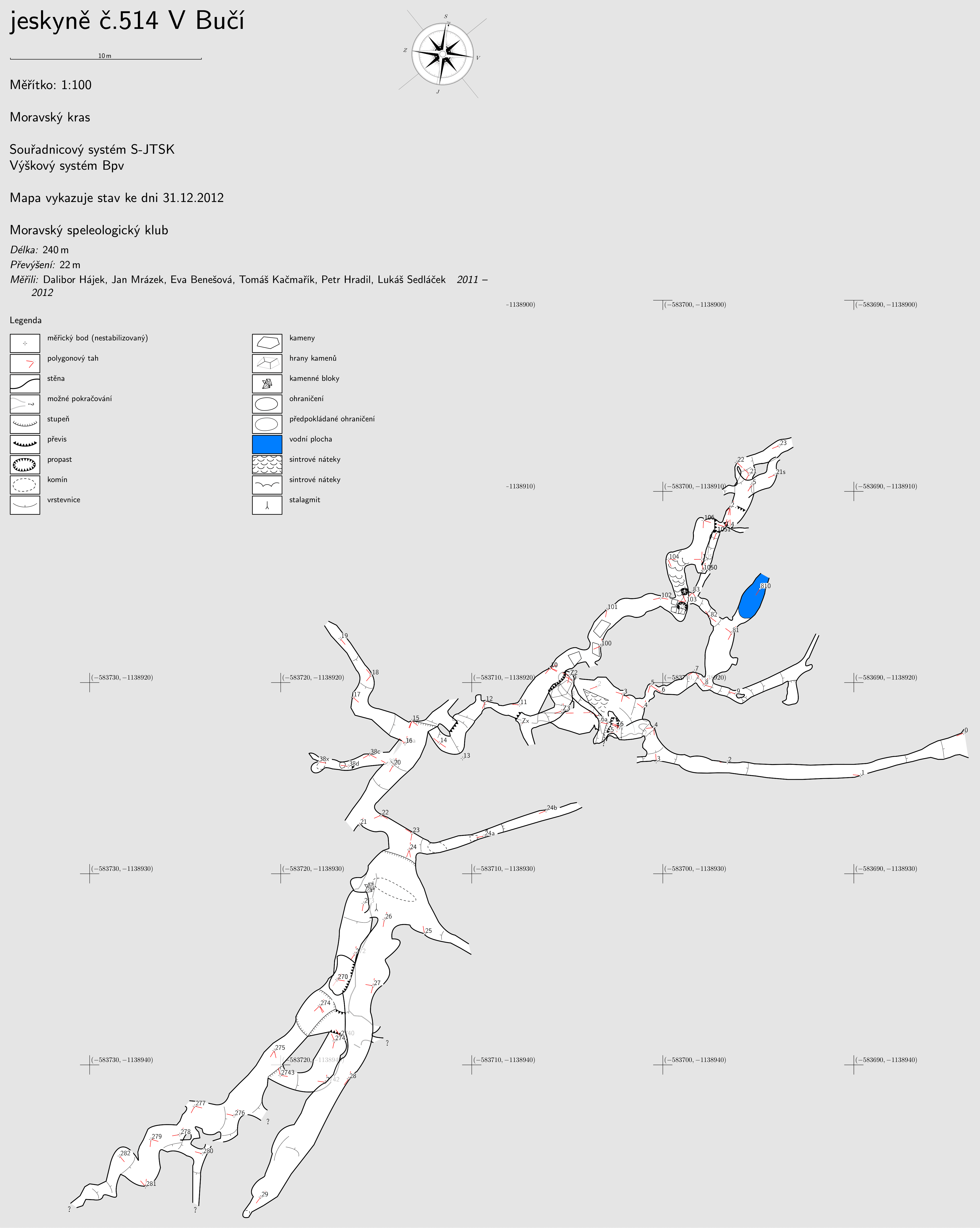 Mapa jeskyně v Bučí